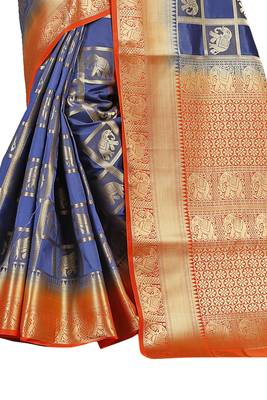  multicolor printed cotton silk saree with blouse 4
