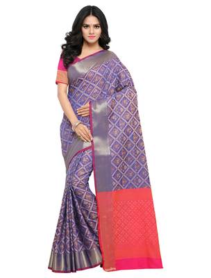 Blue woven patola saree with blouse 1