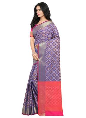 Blue woven patola saree with blouse 2