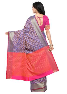 Blue woven patola saree with blouse 3