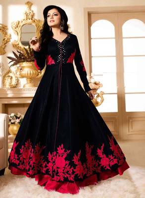 Black embroidered art silk salwar 2