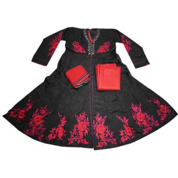 Black embroidered art silk salwar 3