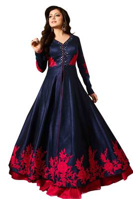 Blue embroidered art silk salwar 1