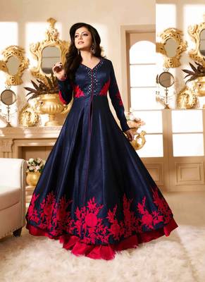 Blue embroidered art silk salwar 2