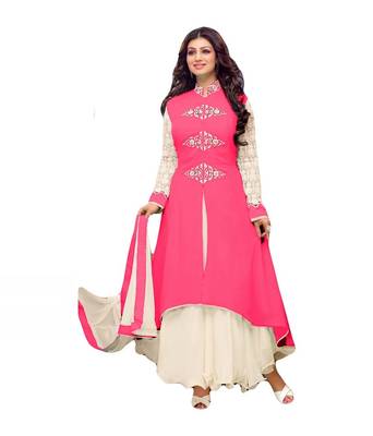 Pink embroidered georgette salwar 1