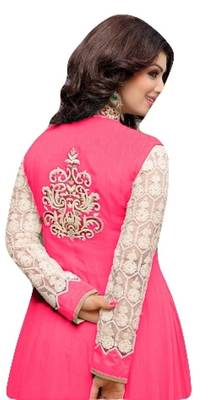 Pink embroidered georgette salwar 2