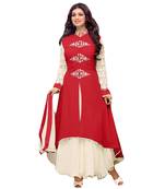 Red embroidered georgette salwar