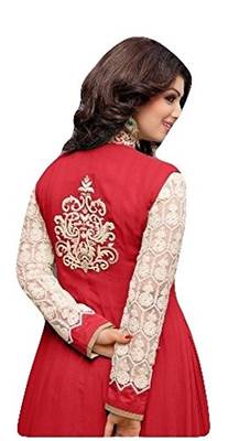 Red embroidered georgette salwar 2