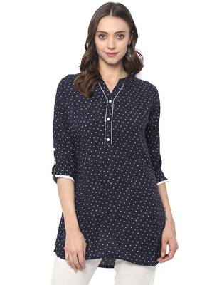 Blue printed rayon ethnic kurta 1