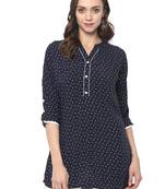 Blue printed rayon ethnic kurta