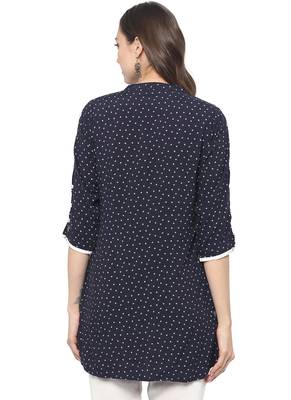 Blue printed rayon ethnic kurta 2