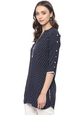 Blue printed rayon ethnic kurta 3