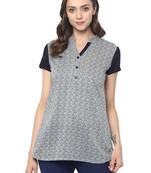 White printed cotton ethnic kurta