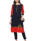 Blue plain cotton ethnic kurta