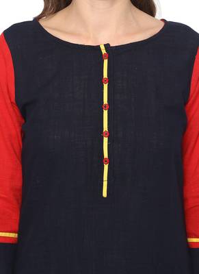 Blue plain cotton ethnic kurta 5