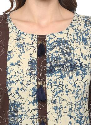 Beige printed cotton ethnic kurta 5