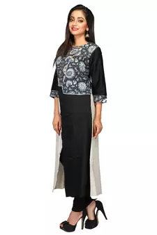 Multicolor Hand Woven Cotton Stitched Kurti