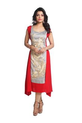 Multicolor Hand Woven Silk Stitched Kurti 1