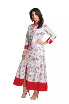Multicolor Hand Woven Cotton Stitched Kurti