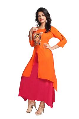 Multicolor Hand Woven Rayon Stitched Kurti 2