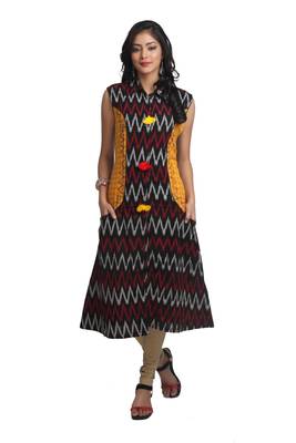 Multicolor Hand Woven Cotton Stitched Kurti 1