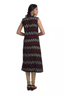 Multicolor Hand Woven Cotton Stitched Kurti