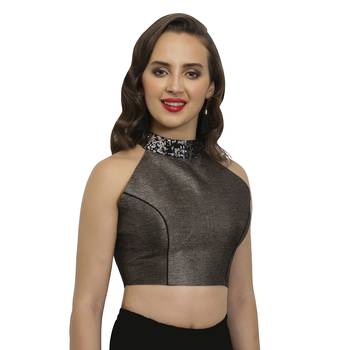 Bronze plain polyester party stitched blouse 3