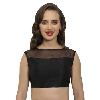 Black plain polyester party stitched blouse 1