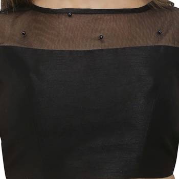 Black plain polyester party stitched blouse 5