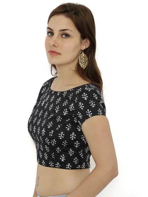 Black  and  white plain cotton party stitched blouse 3