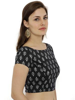 Black  and  white plain cotton party stitched blouse 4