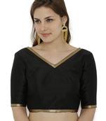 Black plain polyester party stitched blouse
