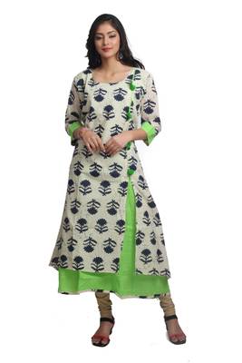 Multicolor Hand Woven Cotton Stitched Kurti 1