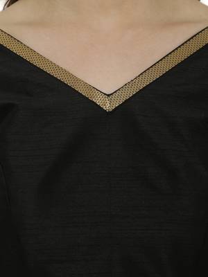 Black plain polyester party stitched blouse 5