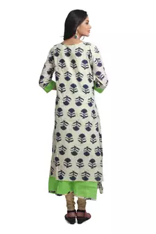 Multicolor Hand Woven Cotton Stitched Kurti