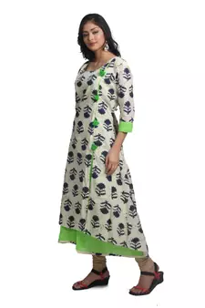 Multicolor Hand Woven Cotton Stitched Kurti