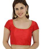 Red plain polyester party stitched blouse