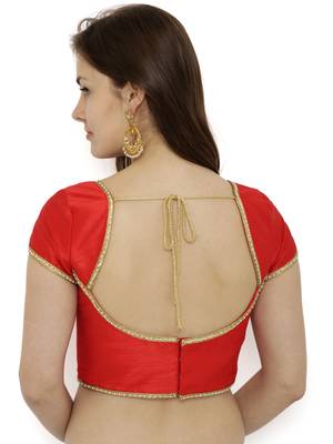 Red plain polyester party stitched blouse 2