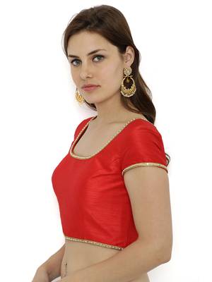 Red plain polyester party stitched blouse 3