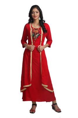 Multicolor Hand Woven Rayon Stitched Kurti 1