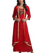 Multicolor Hand Woven Rayon Stitched Kurti