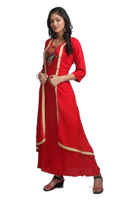 Multicolor Hand Woven Rayon Stitched Kurti 2