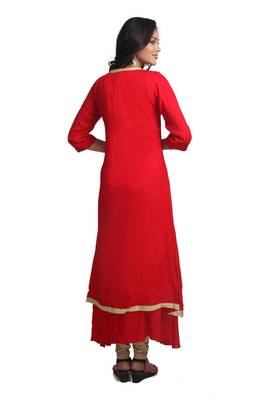 Multicolor Hand Woven Rayon Stitched Kurti 3