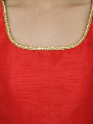Red plain polyester party stitched blouse 5