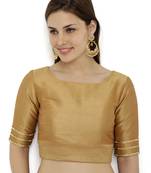 Khaki gold plain polyester party stitched blouse