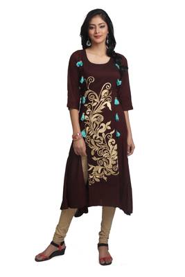 Multicolor Hand Woven Silk Stitched Kurti 1