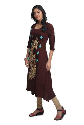 Multicolor Hand Woven Silk Stitched Kurti 2