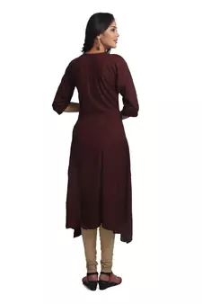 Multicolor Hand Woven Silk Stitched Kurti