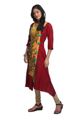 Multicolor Hand Woven Silk Stitched Kurti 2