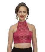 Pink plain polyester party stitched blouse